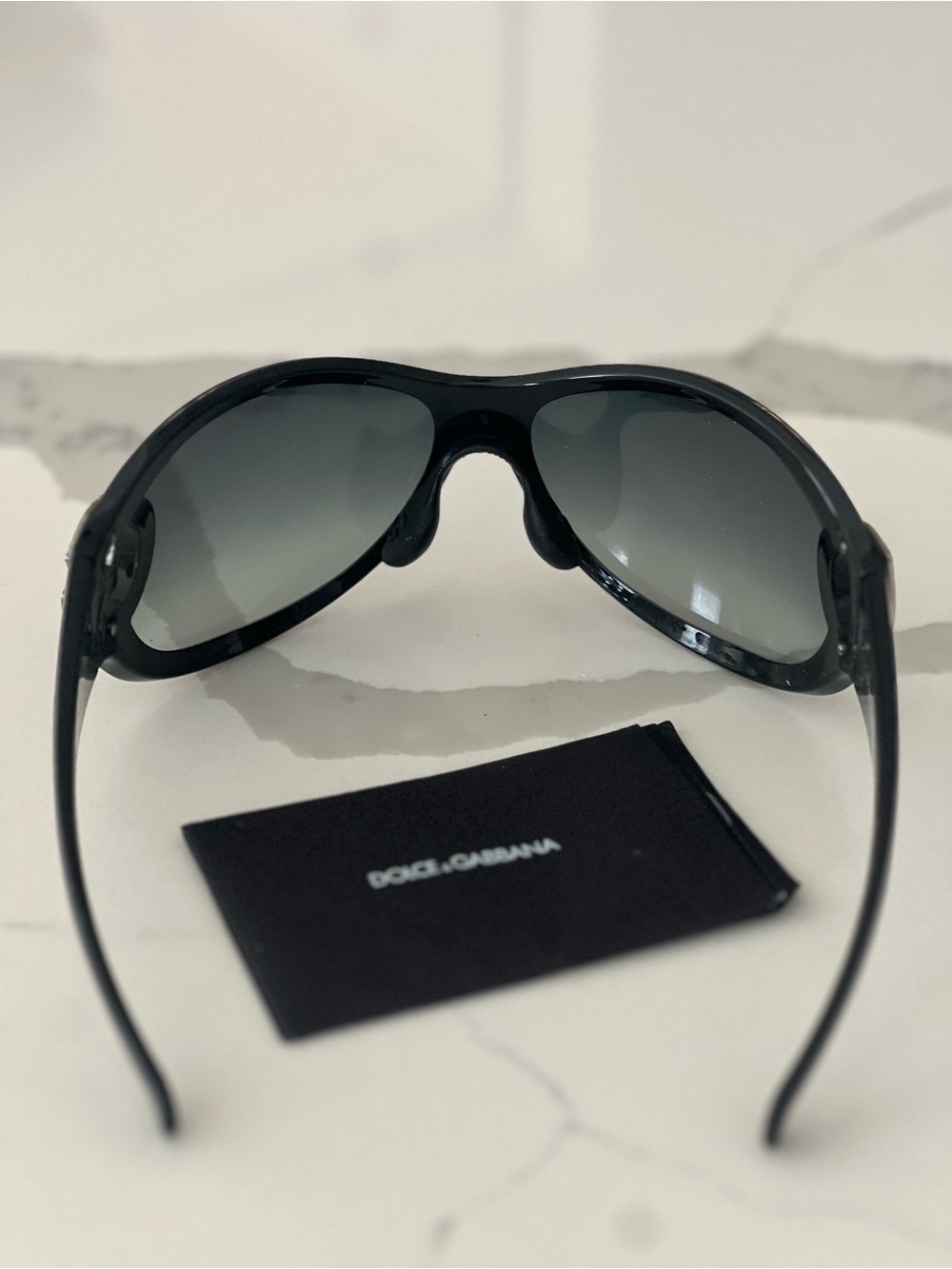 Vintage Dolce & Gabbana DG6024-B Rhinestone Shield Sunglasses Black Y2K - Picture 10 of 10